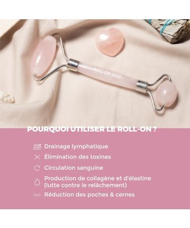ROLL ON JADE - Anti-Aging Face Massager Roller Raw Rose Quartz 100% Natural - Natural Lifting soothes dry skin drains stimulates smoothes the skin - Buy Online on GoSupps.com