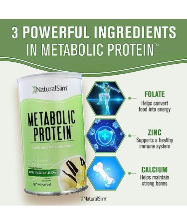 NaturalSlim Metabolic Whey Protein Powder Vanilla | Low Carb Meal Replacement Shake with Vitamins, Minerals & Amino Acid | Great Taste and Filling | 10 Servings, 17.6oz - Buy Online on GoSupps.com