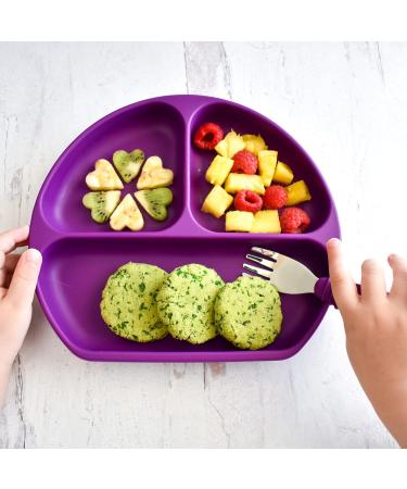 Bumkins Silicone Grip Dish Suction Plate - Purple | BPA-Free, Microwave & Dishwasher Safe | Divided Toddler Plate - Buy Online on GoSupps.com