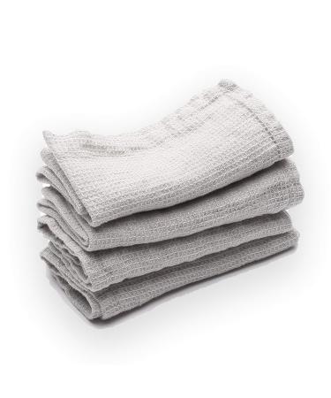 LinenMe Linen Wash Cloths Waffle Silver  12 x 12 12 x 12