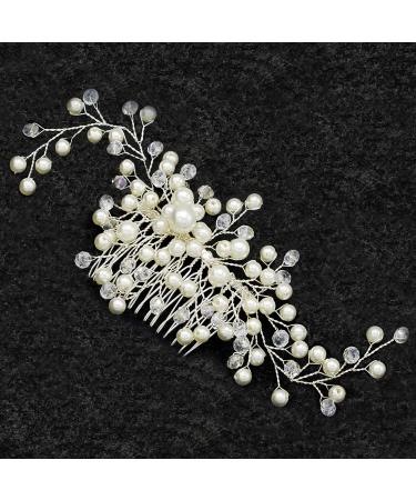 Wedding hair comb crystal hair vines flower leaf headdress hair pearls for wedding decoration bridal head jewelry scene arrangement