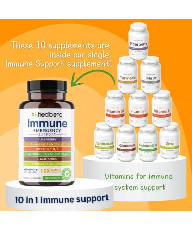 healblend Neuro Plus & Immune Support Bundle Brain Boost Nootropic for Focus Energy Memory & Clarity Elderberry Zinc Vitamin C Turmeric Probiotics 2 Pack 120 Capsules Each - Buy Online on GoSupps.com