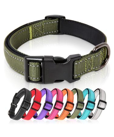 Heele dog collar dog collar made of nylon reflective collar dog with soft neoprene padded for puppies small medium large dogs green XS XS: longitudinal 20-30 cm (1 Pack) green