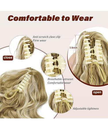 Shop Dcbaboo 45cm Wavy Ponytail Extension Sandy Blonde & Bleaching Blonde Clip-In Braid | Synthetic Curly Hair Extensions (150g) - Buy Online on GoSupps.com