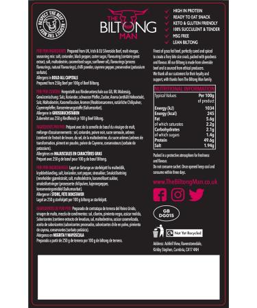 The Biltong Man | Peri-Peri Beef Biltong | Healthy High Protein Dried Chilli Beef Snack | (1000 Grams) 1000 Grams - Buy Online on GoSupps.com