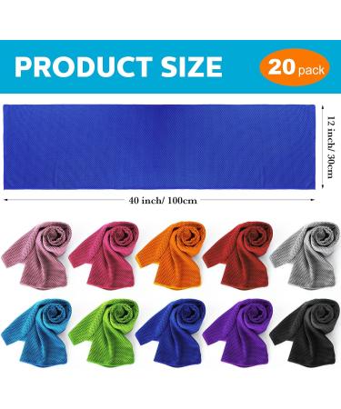 20 Packs Cooling Towel 40 x 12 Inch Ice Towel Microfiber Sports Towel Breathable Chilly Towel with Bag Wet Towel for Neck Men Women Stay Cool Yoga Gym Golf Workout Travel Camping Beach Accessories - Buy Online on GoSupps.com