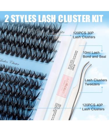 DIY Lash Extension Kit - GEMERRY Eyelash Cluster Kit with 8-16mm Lash Clusters Bond Seal & Tweezers for Home Use - Buy Online on GoSupps.com