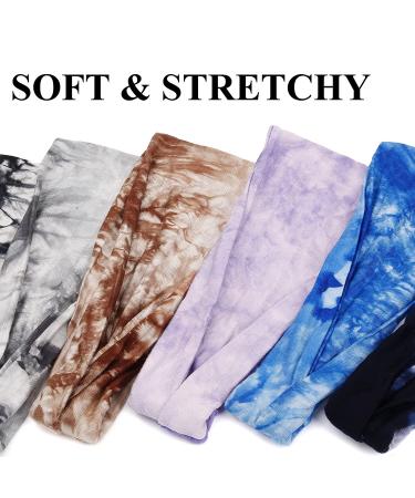 Huachi Tie Dye Headbands for Women | 6 Pack Boho Athletic Sweat Bands for Yoga & Running - Buy Online on GoSupps.com
