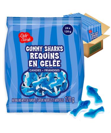 Gummy Candy Bag - Gummy Sharks Bulk Candy| Smart Choice from Lady Sarah Variety Sweets - Canada's Top Gummies Candy - 2.8 kg (24 Candy Bags x 120g) Gummy Sharks Candy 2.8kg (24 x 120g)