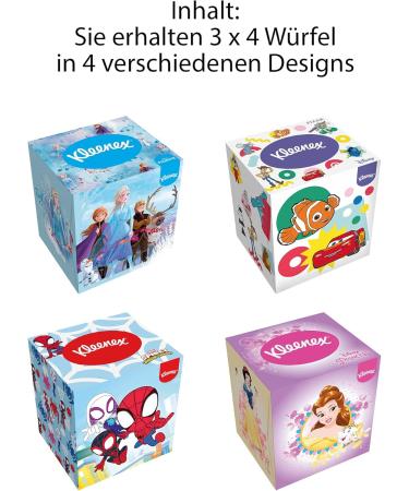 Kleenex Disney Tissue Boxes - 3-Ply Assorted Designs 12 Cube Boxes (48 Tissues Each) | International Shipping Available - Buy Online on GoSupps.com