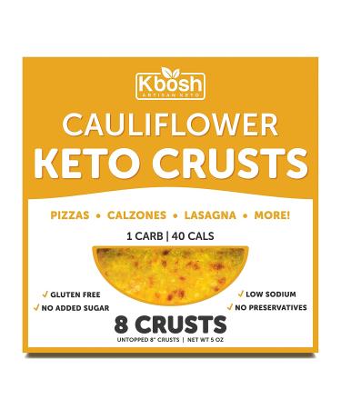 Kbosh Keto Crusts - The #1 Cauliflower Keto Pizza Crust - Only 1 Carb & 40 Cals per serving - Delicious, Sugar-Free, Low Carb Crusts for Keto-Friendly Recipes - 4 EZ Store Packs - 8 Crusts Cauliflower Keto Crust