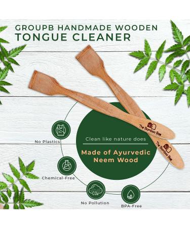 Neem Wood Tongue Cleaner | Organic Handmade Tongue Scraper Stick for Oral Care | Pack of 2 - Buy Online on GoSupps.com