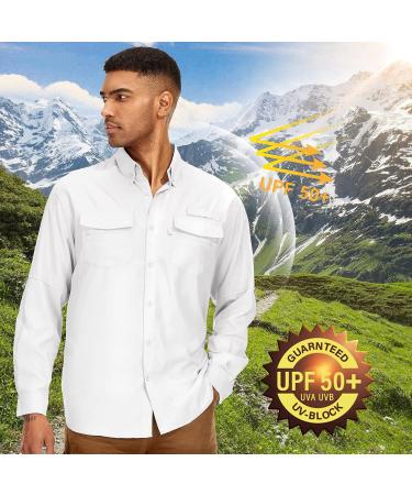 Asfixiado Men's Long Sleeve Fishing Shirt UV Protection UPF 50+ Lightweight Cooling Hiking Shirt 3XL White - Buy Online on GoSupps.com