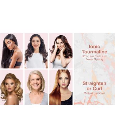 Best 1 Inch Hair Straightener - 2 in 1 Flat Iron & Curler Ceramic Dual Voltage Auto Shut Off White Marble - Salon Quality for Frizz-Free Hair - Buy Online on GoSupps.com