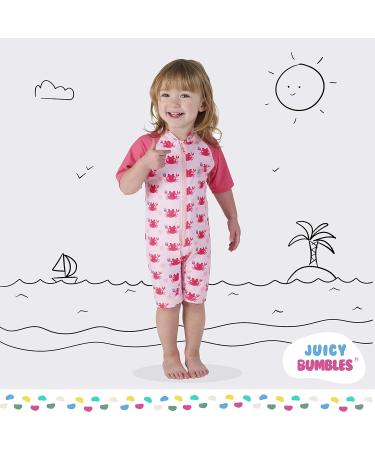 Juicy Bumbles Baby Swimsuit - Short Sleeve Toddler One Piece Swimming Costume (6 Months - 5 Years) - Crab Design - Buy Online on GoSupps.com