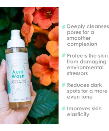 WildMint Aura Wash Natural Face Cleanser | Brightening & Healing Gentle Face Wash for Acne Hormonal Breakouts Dark Spots Hyperpigmentation Oily Skin | UK Made Vegan & Cruelty-Free Skincare | 100ml - Buy Online on GoSupps.com