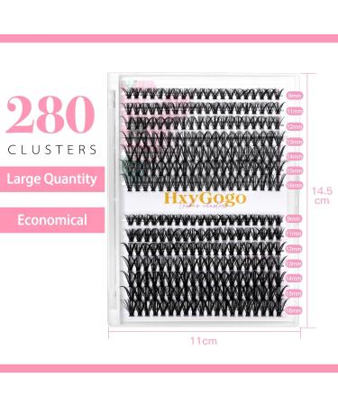 HxyGogo DIY Wispy Clusters Lash Extensions 280 pcs - Natural Look, Reusable Individuals - 30D-40D - Buy Online on GoSupps.com