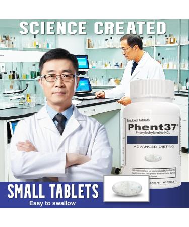 Phent37 (1 Bottle - 60 Speckled Tablets) - Advanced Phenylethylamine HCL Dietary Nutraceutical Premium Small White and Blue Tablets Boost Metabolism Weight Management for Men and Women - Buy Online on GoSupps.com