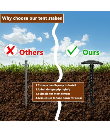 10 Pack T-Shape Spiral Tent Stakes - Ground Anchors for Camping, Hiking, and Canopies - Buy Online on GoSupps.com