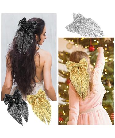 Bekecidi Glitter Sparkle Hair Bows Set - 3 Large Bows for Women & Kids | Alligator Clip Hair Accessories for Christmas & Birthdays - Buy Online on GoSupps.com