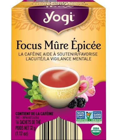 Yogi Tea Spiced Blackberry Focus (Pack 6) - 96 Tea Bags - Contains Caffeine - Supports Focus & Alertness - Includes Clove Cinnamon Blackberry & More - Buy Online on GoSupps.com