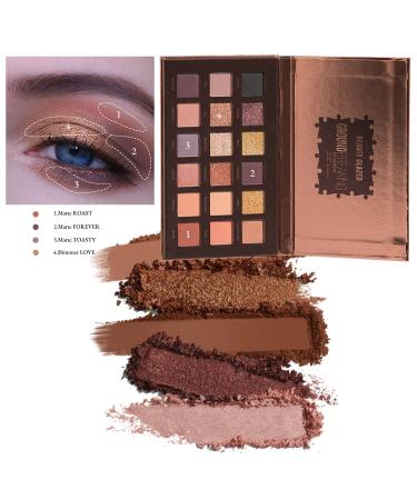 Brown Eyeshadow Palette for Mature Women | 18 Pigmented Warm Colors - Matte & Shimmer Waterproof Makeup - Buy Online on GoSupps.com