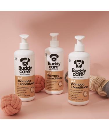 BuddyCare 2in1 Shampoo & Conditioner for Dogs - Aloe Vera & Pro-Vitamin B5 (500ml x3) - Practical Pet Care Solution for Healthy Coats - Buy Online on GoSupps.com
