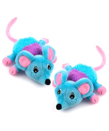 Chiwava 2 Pack 5.9 Inch Catnip Plush Cat Toys Mice with Bell Small Mouse Activity Toy