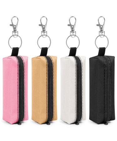 4PCS Lip Balm Holder Chapstick Holder Lipstick Holder Bag Zipper Lip Gloss Holder for Keychain with Hook Gift for Women