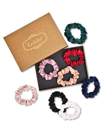 (8 pieces) Lolalet Hair tie Silk Scrunchies for women Premium satin hair tie soft elastic silk ponytail holder for women women girls hair jewelry 8 colors -style d 8 er style d