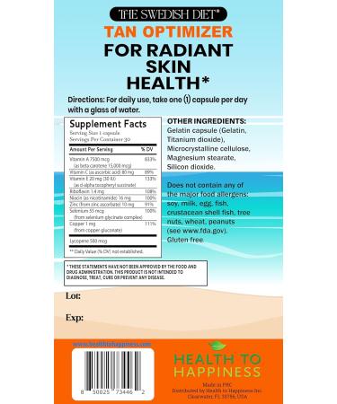Tan Optimizer Sugar-Free Tanning Supplement for a Healthy Golden Glow | Beta Carotene Selenium Lycopene & Antioxidants 30 Capsules - Buy Online on GoSupps.com