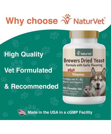 NaturVet Brewer Dried Yeast & Garlic Vitamins for Dogs & Cats - 100 Count | Premium Pet Supplements for Health - Buy Online on GoSupps.com