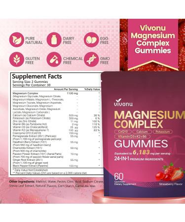 Magnesium Complex Gummies 6183mg Equivalent 24-in-1 Herbal & Mineral Blend with Ginger Passion Flower & CoQ10 Boosts Relaxation Energy & Overall Wellness 60 Strawberry Gummies - Buy Online on GoSupps.com
