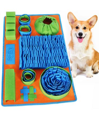 Vivifying Snuffle Mat for Dogs, Interactive Feeding Game for Boredom and Mental Stimulation, Sniff Mat Encourages Natural Foraging Skills and Slow Eating Blue+Orange+Green