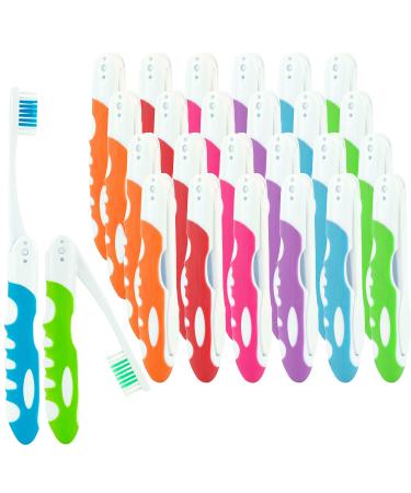 Bulk Travel Toothbrush, Folding, Built in Toothbrush Cover, Individually Wrapped , Camping, Hiking (25 Pack Medium) 25 Count (Pack of 1) Folding Toothbrush - Buy Online on GoSupps.com