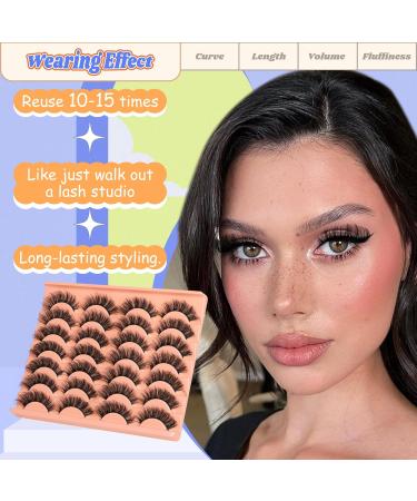 14 Pairs Eyelashes D Curl Russian Strip Lashes Wispy False Eyelashes Fluffy Eye Lashes Thick Fake Lashes 16mm Strip Lashes by Goddvenus Full strip lash - Buy Online on GoSupps.com