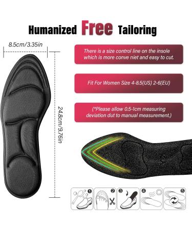 2 Pairs Memory Foam High Heel Insoles - Breathable Shoe Pads & Comfort Cushion Inserts for Men & Women (Black - Buy Online on GoSupps.com