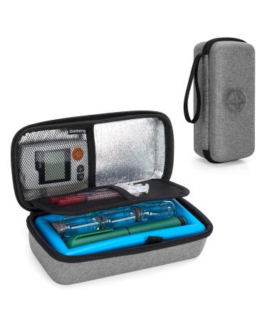 Damero Insulin Cooler Travel Case Insulin Pen Case Medical Cooler Bag Protector with Ice Pack for Diabetics and Other Supplies Gray