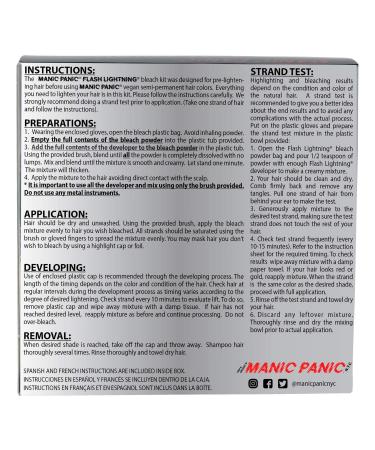 MANIC PANIC Flash Lightning Hair Bleach Kit - Vegan, Cruelty-Free - 40 Volume Developer + Bleach Powder - Lifts Dark Hair Up to 7 Levels - Buy Online on GoSupps.com