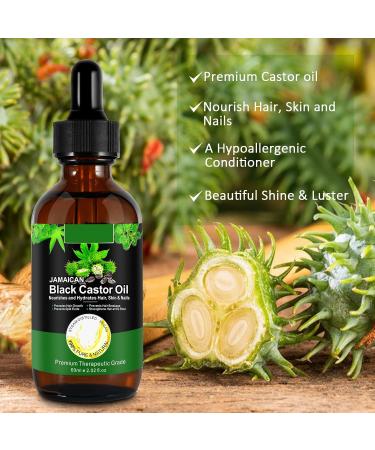 100% Pure Cold-Pressed Castor Oil for Hair Growth | 60ml Organic Castor Oil in Glass Bottle - Perfect for Hair Eyebrows & Eyelashes - Buy Online on GoSupps.com
