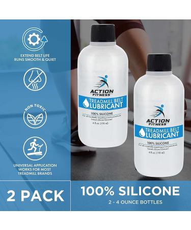Action Fitness 100% Silicone Treadmill Belt Lubricant 8oz (2 Pack) - Full Width Lubrication, Controlled Flow, Odorless - Includes Application Tubes - Buy Online on GoSupps.com