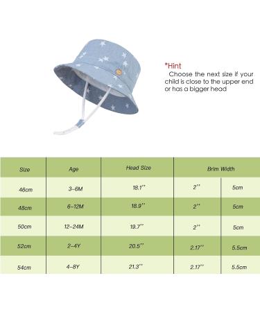 LANGZHEN Baby Girls Sun Protection Hat with Chin Strap - Light Blue Stars, 3-6 Months - Buy Online on GoSupps.com
