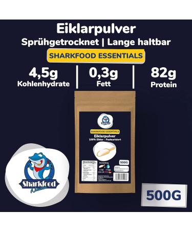 Sharkfood Egg Clares 500g - 100% Chicken Protein Powder for Baking & Cooking - Low Carb Keto-Friendly Shake - 82% Protein Content - Buy Online on GoSupps.com