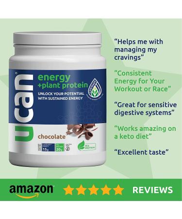 UCAN Chocolate Plant Protein Powder - 20g Pea Protein for Energy Boost - Vegan & Keto-Friendly - Gluten-Free & No Added Sugar - 12 Servings - Buy Online on GoSupps.com