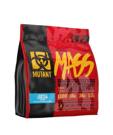 Mutant Mass Weight Gainer Protein Powder – Build Muscle Size and Strength with 1100 Calories – 56 g Protein – 26.1 g EAAs – 12.2 g of BCAAs – 5 lbs – Cookies & Cream Cookies & Cream 5 Pound (Pack of 1)