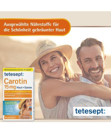Tetesept Carotene 15 mg - Skin & Sun Vitamins for Beautiful Tan | Dietary Supplements with -Carotene & Antioxidants - 150 Tablets - Buy Online on GoSupps.com
