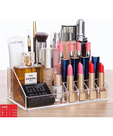 Cq acrylic Stackable Makeup Organizer Set of 3 - Large Clear Cosmetic Storage Box with 7 Drawers for Vanity - Medium Size with Tray Top - Buy Online on GoSupps.com