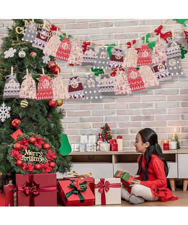 Christmas Advent Calendar DIY Drawstring Gift Bags 24 Days Countdown to Christmas Reusable Burlap Bags Countdown to Christmas Charm for Children Birthday Party Weddings - Buy Online on GoSupps.com