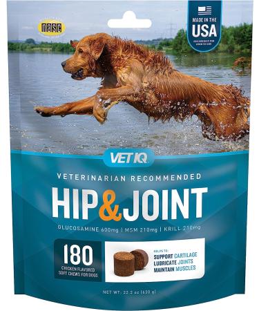 VETIQ Vet Recommended Hip and Joint Supplement for Dogs, Chicken Flavored Soft Chews 180 Count (Pack of 1) Standard Strength