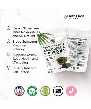 Organic Chlorella Powder 4 oz - Earth Circle Organics | Superfood & Nutrient-Rich Supplement - Buy Online on GoSupps.com